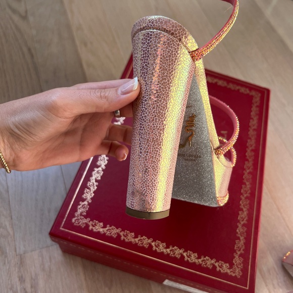 Rene Caovilla Platform Chunky Heel 130mm Size 37 Pink Pea - Picture 6 of 8